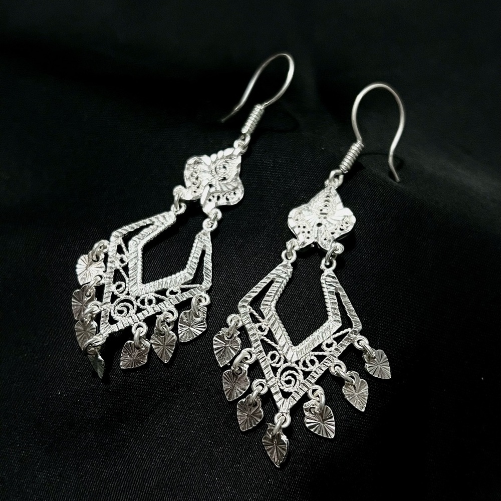 New Filigree Dangle Earrings Sterling Silver 925
